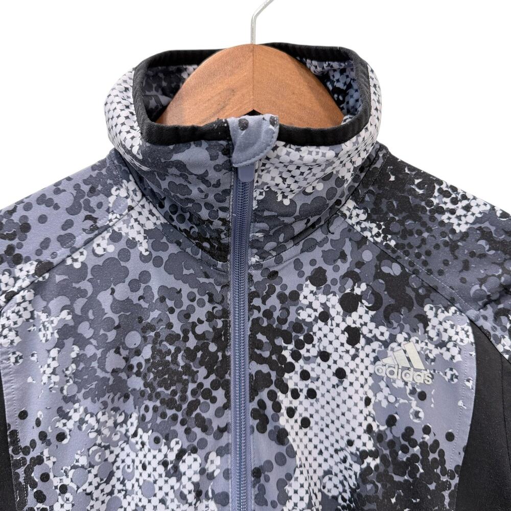 Adidas Pullover Womens Medium Gray Fleece 1/4 Zip Mock Neck Camo Climawarm Top - Picture 4 of 11